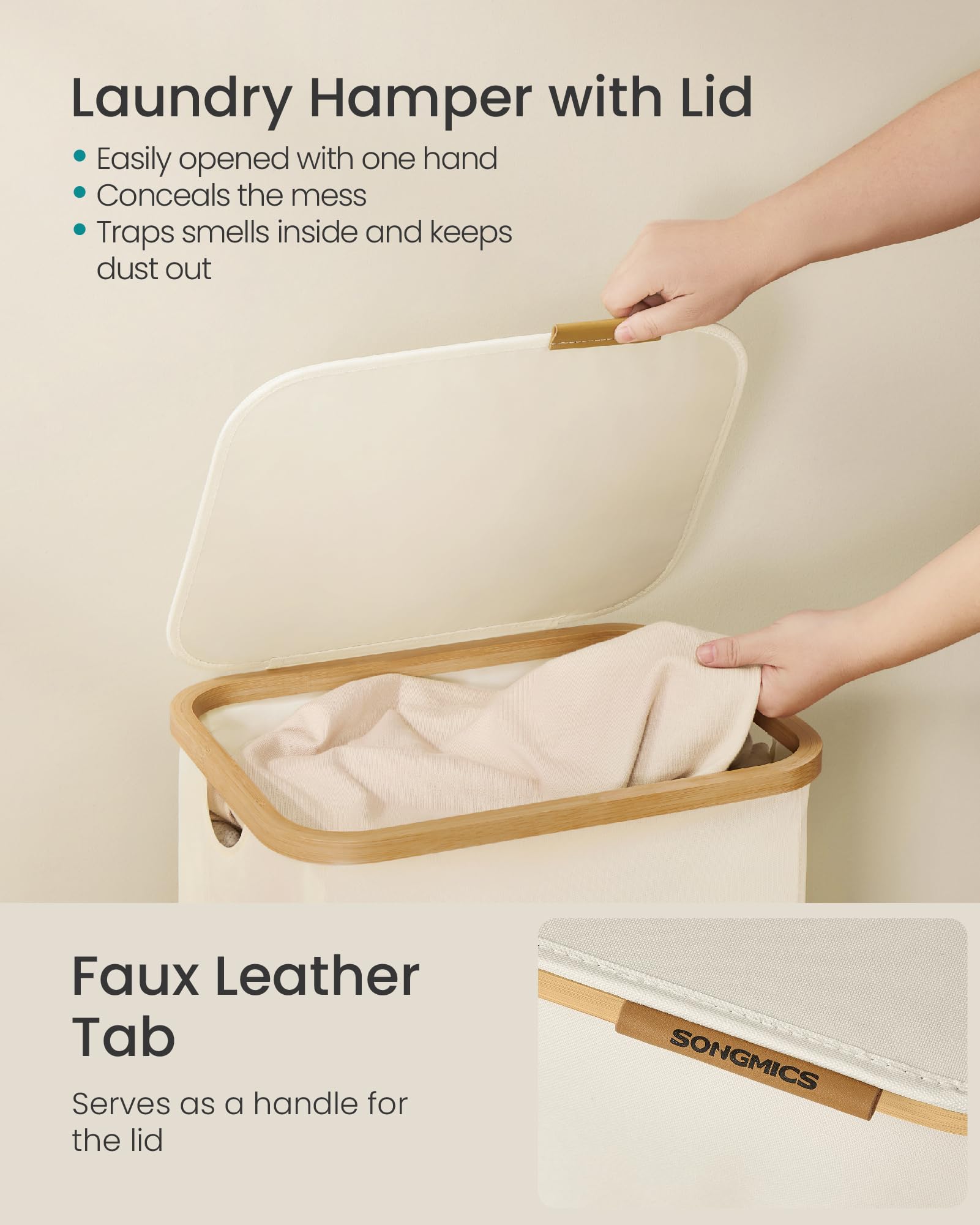 Amazon.com: SONGMICS Laundry Hamper with Lid, 100L Laundry Basket