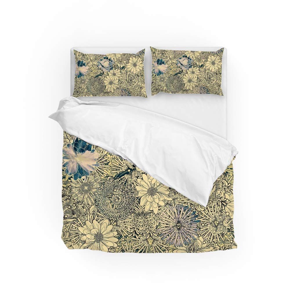 Parure de lit en polyester ultra doux fleurs abstraites CHEHONG