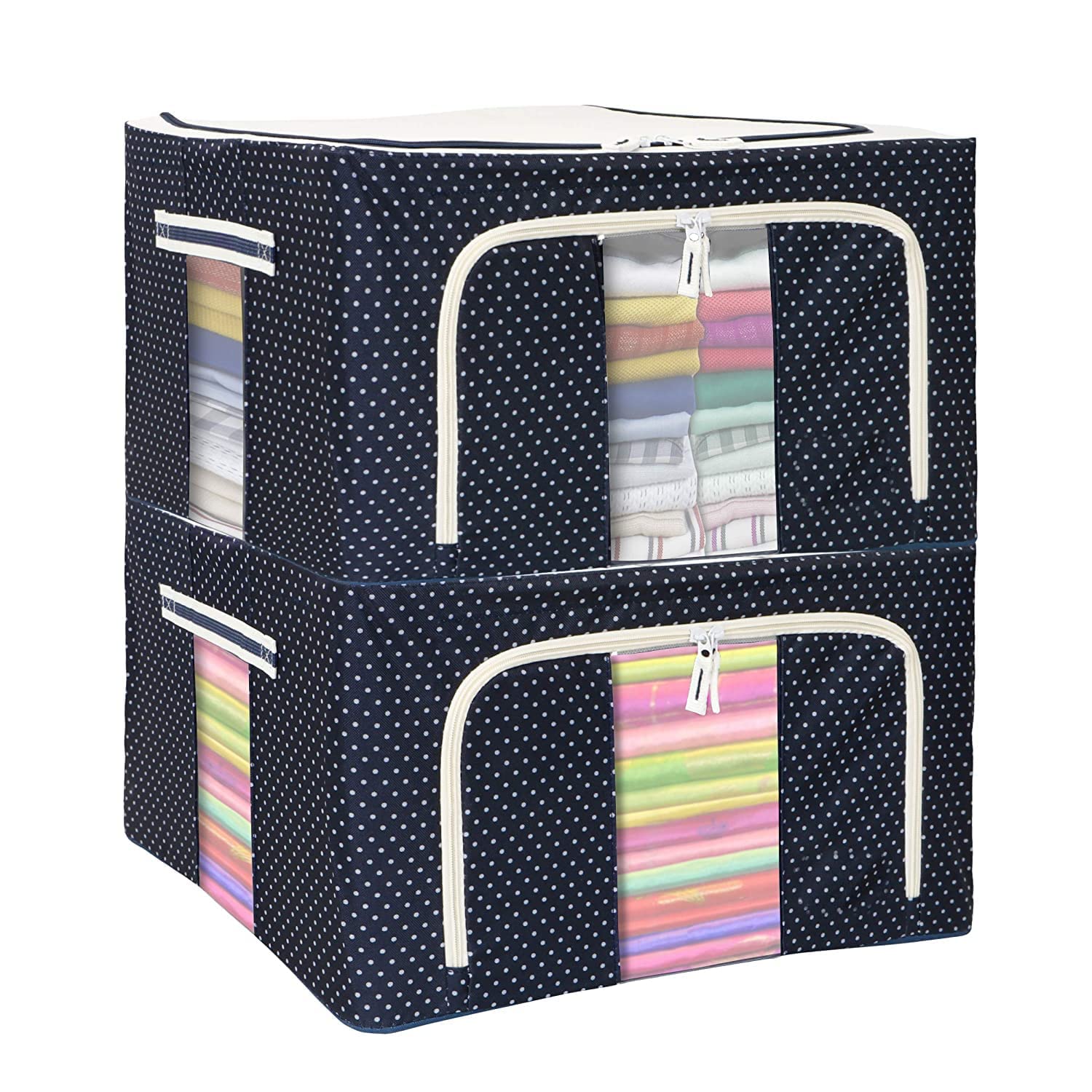 FACEFAB Folding Clothes Storage Living Box Bag 66L Large Capacity Organizer with Handle for Comforters, Blankets with Zipper, Clear Window Disney Print Kids Clothes Toys Storage(Multicolor)-image-44