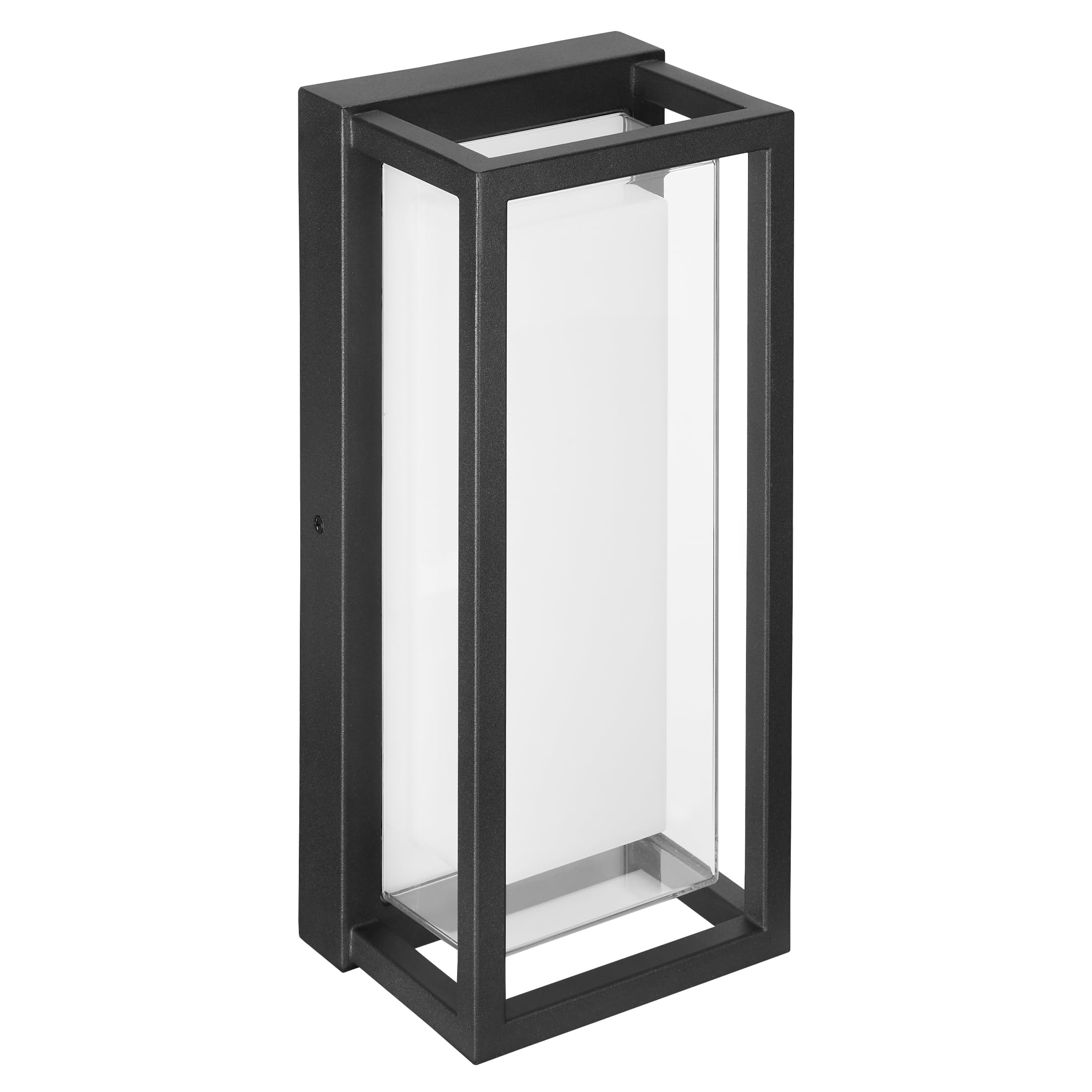 Maxxima LED Porch Lantern Outdoor Wall Light, Black with Clear