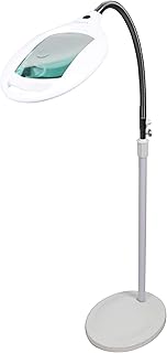 Neatfi Elite HD Bifocals Super LED Magnifying Floor Lamp, 3 Diopter/12 Diopter Magnifier Glass Lens, Adjustable Gooseneck, 6000-7000K Color Temperature with UK Plug & 42pcs SMD LED (White)