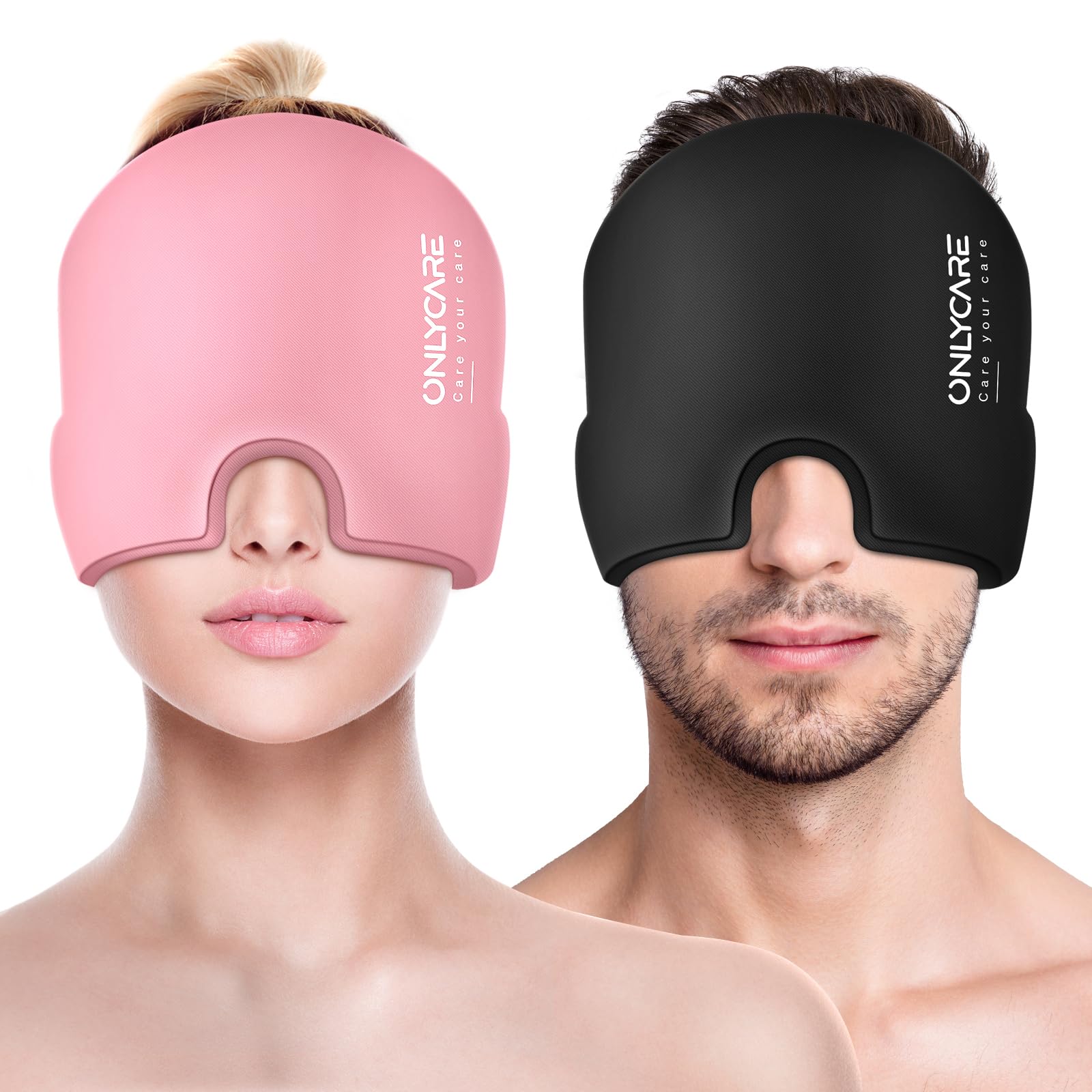 ONLYCARE Gorro de alivio de migraña, gorro calmante para aliviar el dolor de cabeza, envoltura de gel sin olor mejorada, terapia fría y caliente, paquete de hielo para dolor de cabeza para tensión y