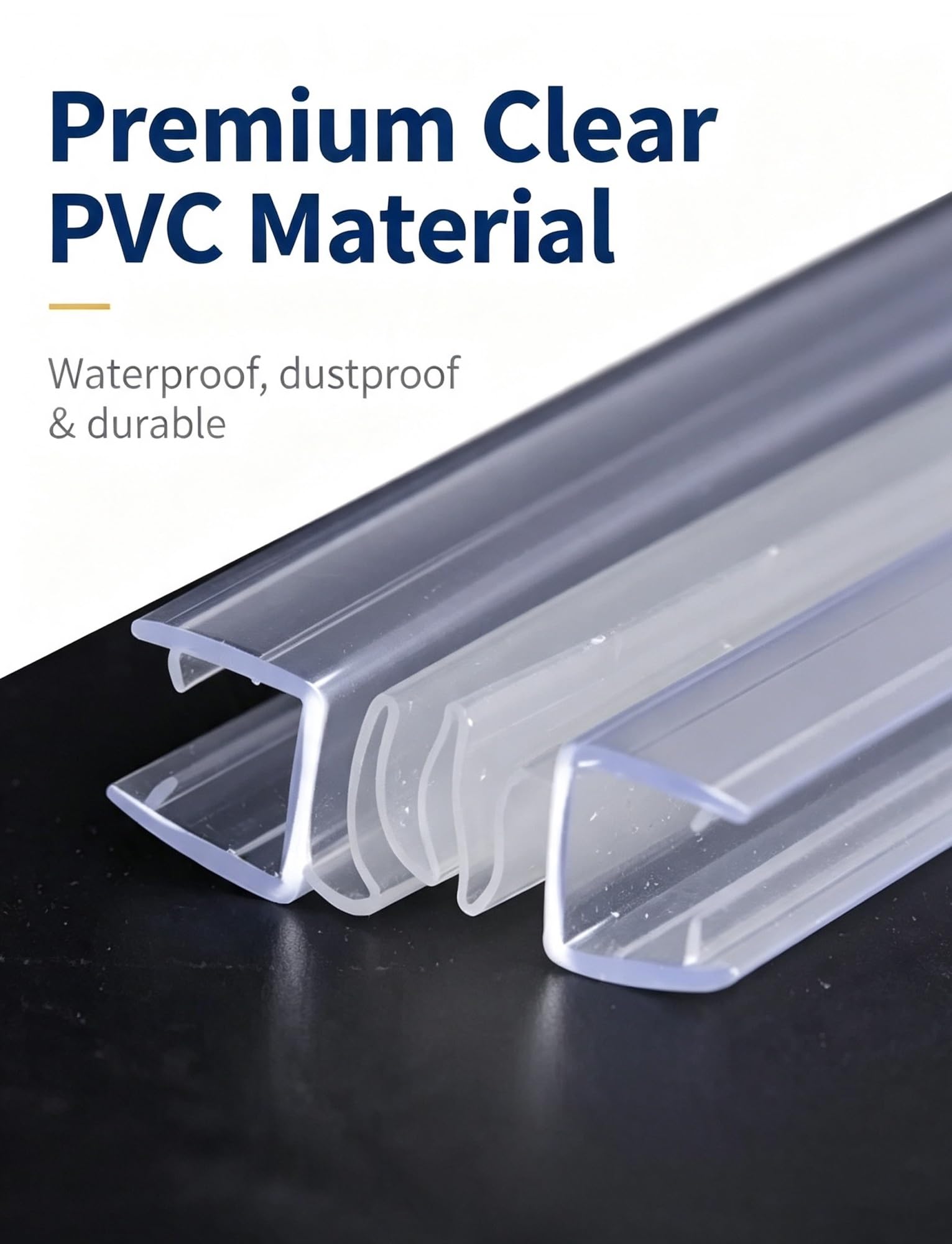 Junta ducha acordeón – 2M, vidrio 0,31 a 0,47 pulgadas, brida max 5cm, PVC | Tira de PVC que bloquea el agua estilo acordeón, fácil de instalar y se puede cortar a medida(Black,0.39in/1cm)