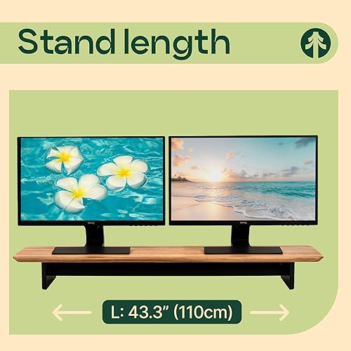 Miniatura 2 de Soporte elevador grande de madera para monitor hecho de madera de fresno - Cuenta con paneles laterales blancos y estante de metal - Almacenamiento