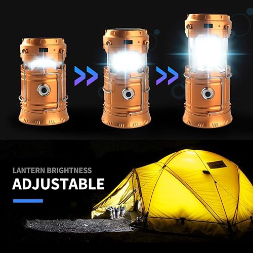 Miniatura 4 de Linterna LED para campamento, linterna solar y recargable, linterna plegable y portátil para uso diario, campamento, senderismo, pesca nocturna