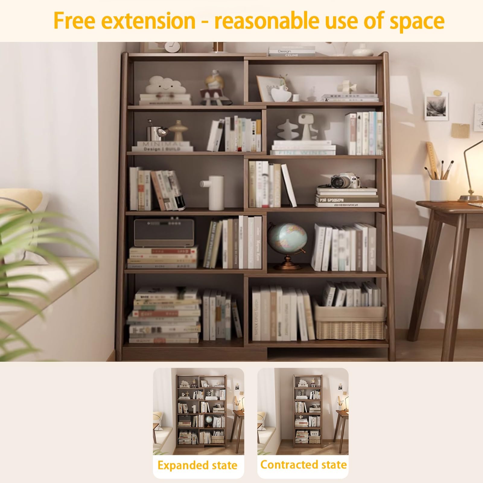 Libreria angolare espandibile a forma di L, libreria in legno con contenitore aperto, moderna libreria autoportante, per piccoli spazi o angoli (127 cm)