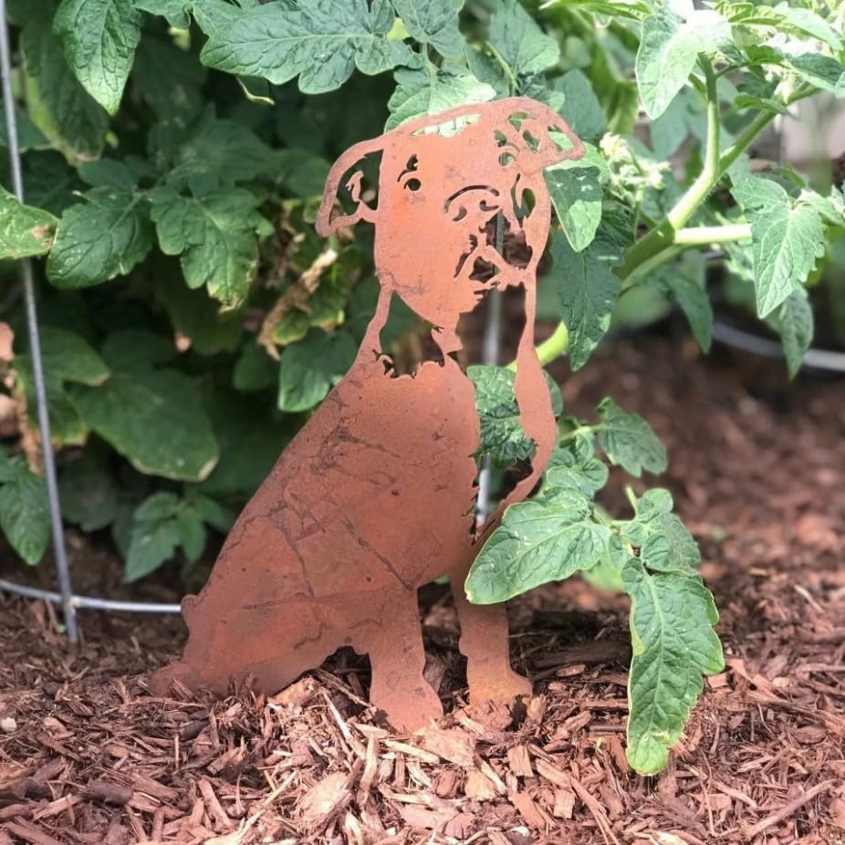 Miniatura 3 de Corten Steel American Pit Bull Terrier Dog Silhouette Yard Stake (Large)