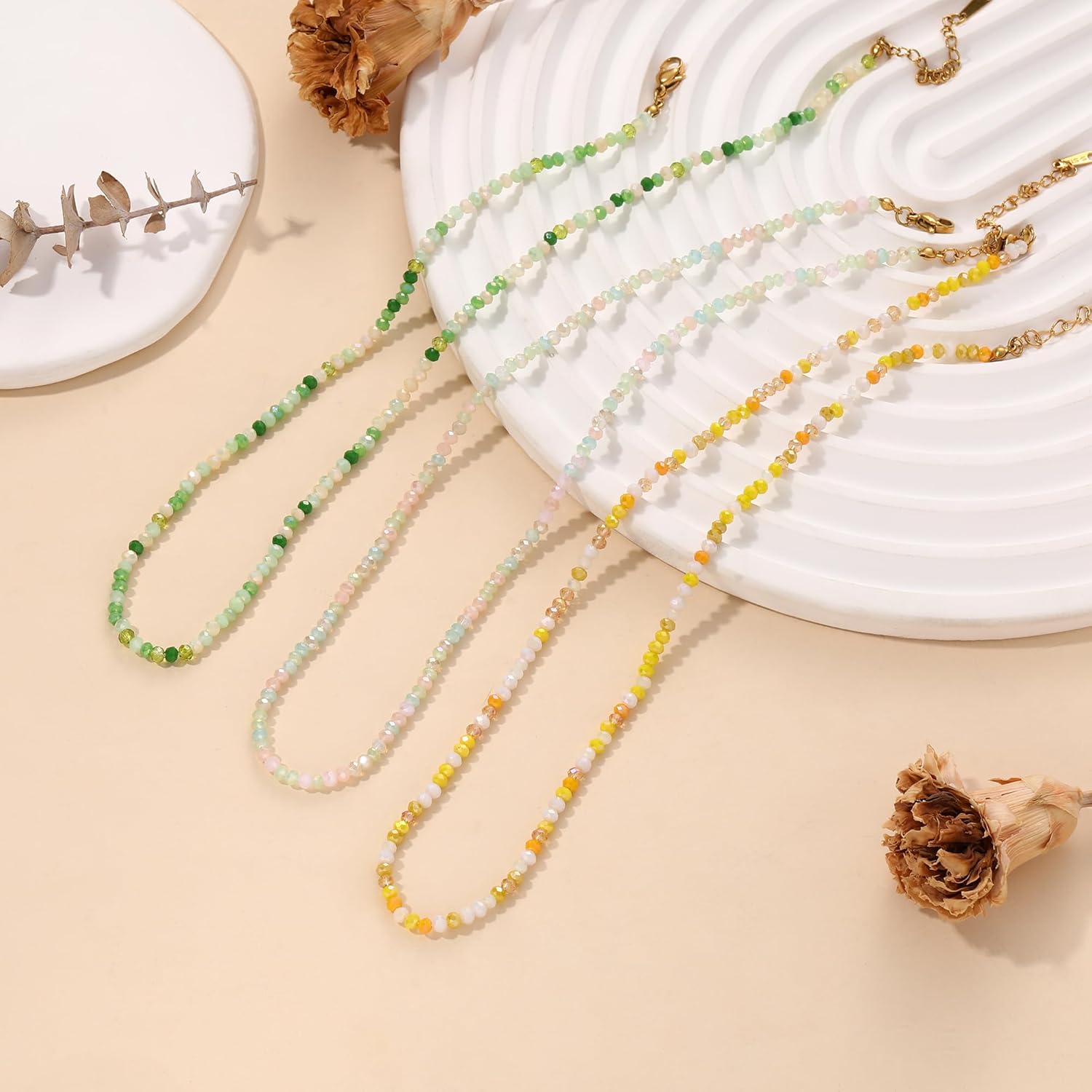 JSJOY Tiny Crystal Beaded Choker Necklaces for Women Colorful Beaded Necklace Dainty Choker Necklaces Simple Boho Jewelry Gifts for Teens Handmade Bead Necklaces Gifts - Image 7