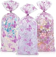 Vista 22 de 100 bolsas de celofán, bolsas de celofán transparente de 4 x 6 pulgadas, 100 lazos giratorios, para envolver regalos, embalaje de dulces, postres