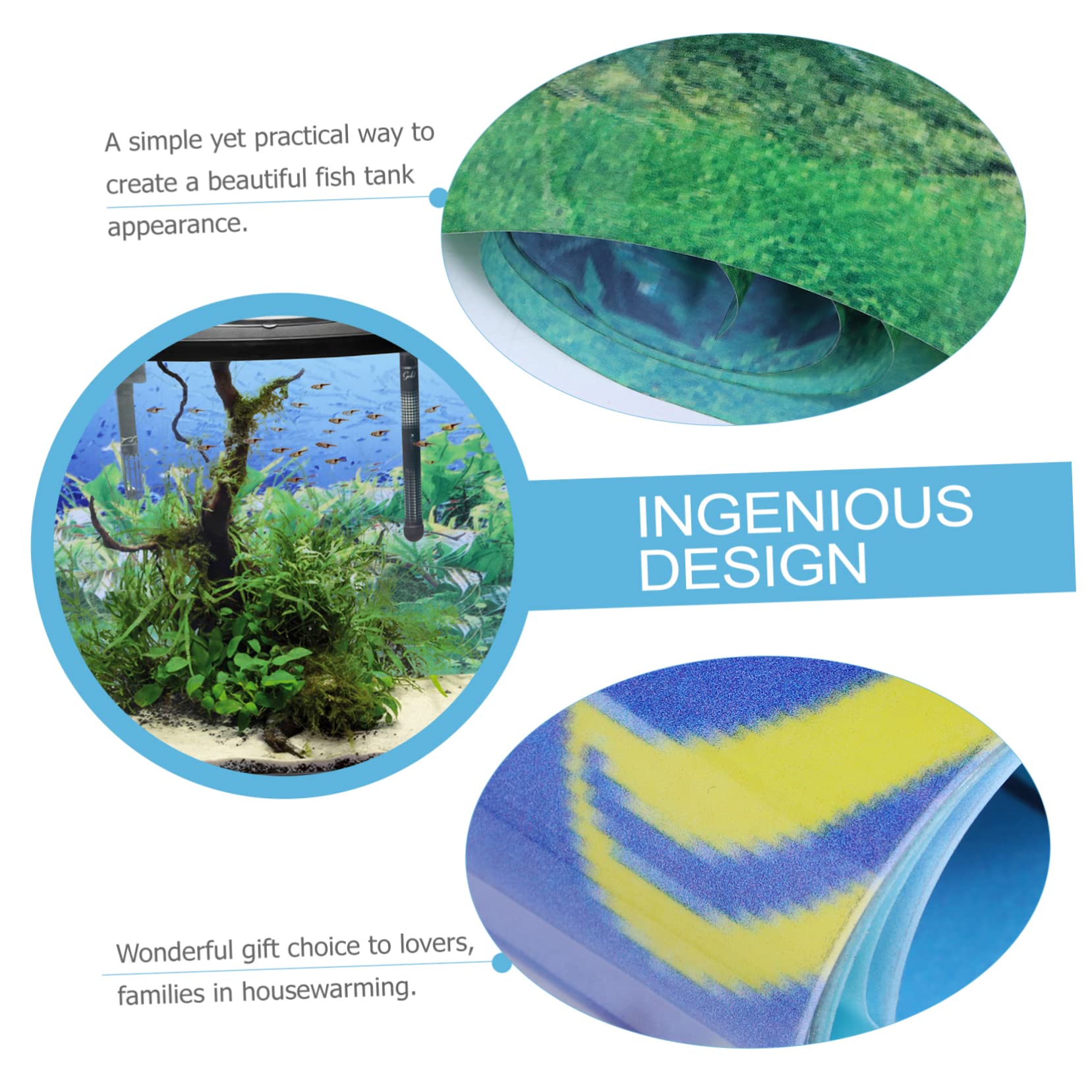 3 Piezas etiqueta engomada del fondo del tanque de peces 3d imagen de fondo bajo el agua decoración pegatinas etiqueta del acuario cartel de pecera espesar Decorar fotografía