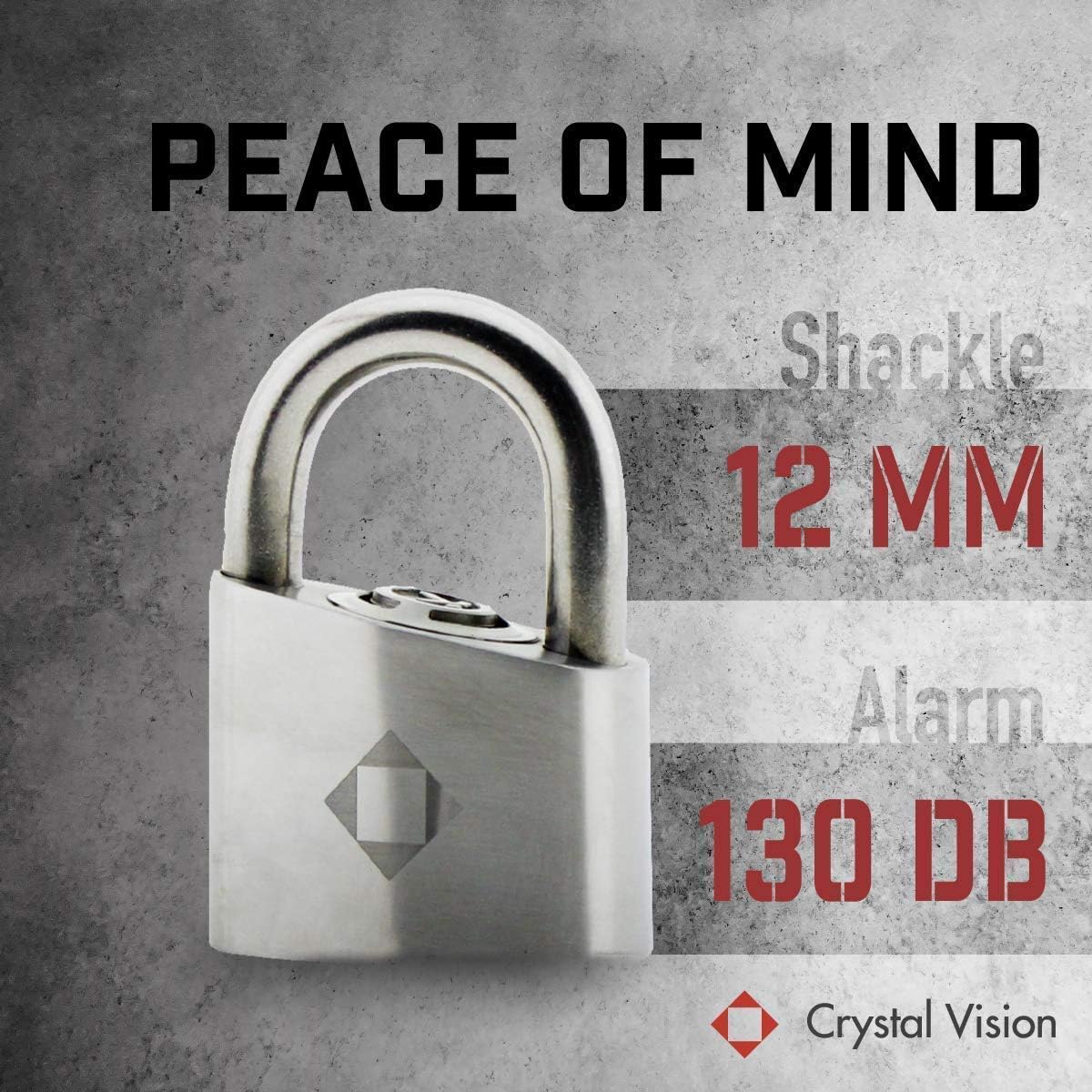 Crystal Vision Anti-Theft Loud 130db Alarm Lock Heavy Duty Multi Purpose Combo (10mm & 12mm)