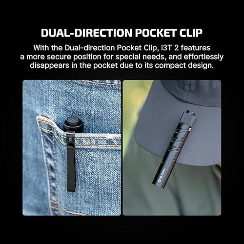 Miniatura 6 de OLIGHT I3T 2 EOS Pocket EDC linterna, 200 lúmenes, luces flash de mano compactas y brillantes, interruptor trasero de doble salida con batería AAA y