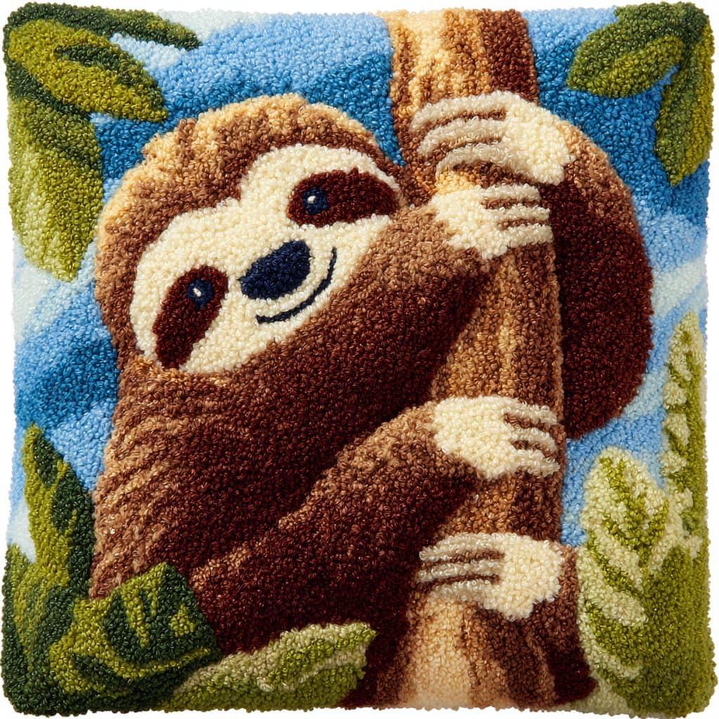 Henypt Latch Hook Kits-G Latch Hook Pillow Case Embroidery Kits, Sloth