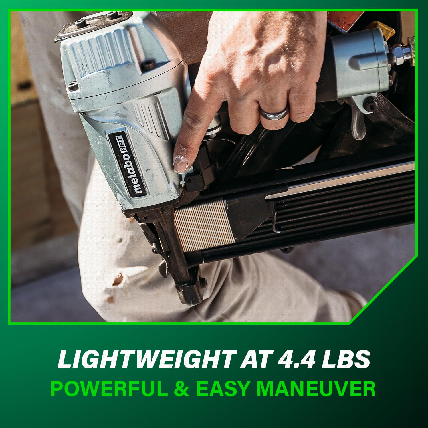 Metabo HPT N5008AC2 Agrafeuse à couronne standard de 7/16", cloueuse pneumatique Pro-Preferred, outil de construction pour terrasse de toit et installation de sous-sol, agrafeuse électrique de calibre