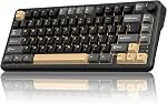 RedThunder K75 Wireless Mechanical Keyboard, CNC Knob, Tri-Mode BT5.0/2.4GHz/USB-C Hot Swappable Custom, Pre-lubed Linear Coconut Switches, Gasket Structure, RGB Gaming Keyboard, Black-Gold