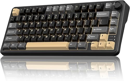 RedThunder Teclado mecánico inalámbrico K75, perilla CNC, trimodo BT5.0/2.4GHz/USB-C intercambiable en caliente personalizado, interruptores Negro