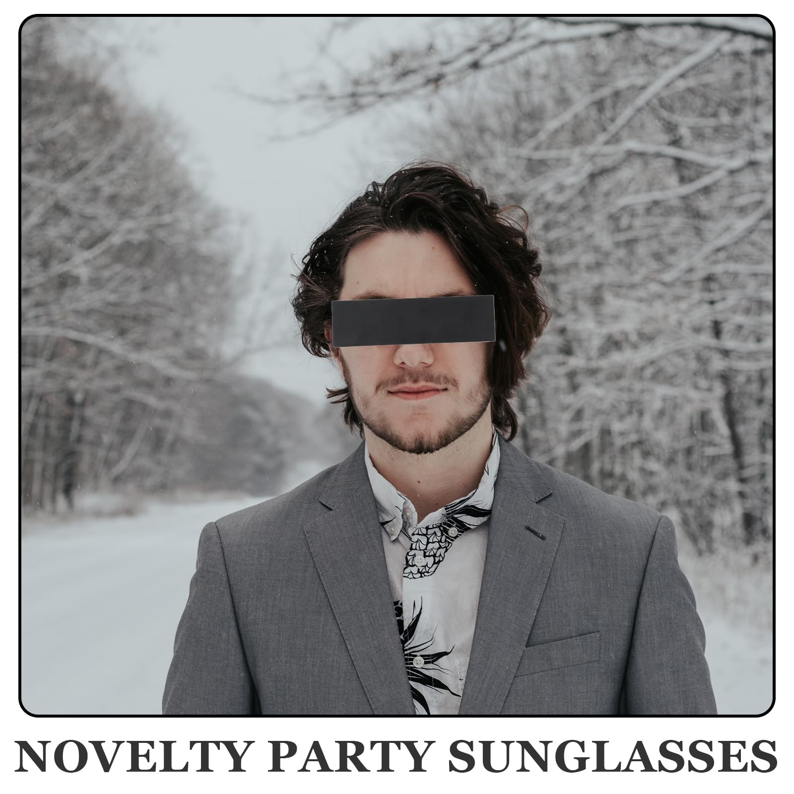 ABOOFAN Mosaic Sunglasses 8 Bit Internet Censorship One- Piece Black Bar Sunglasses Mosaic Glasses Photo Props Unisex Sunglass Toy