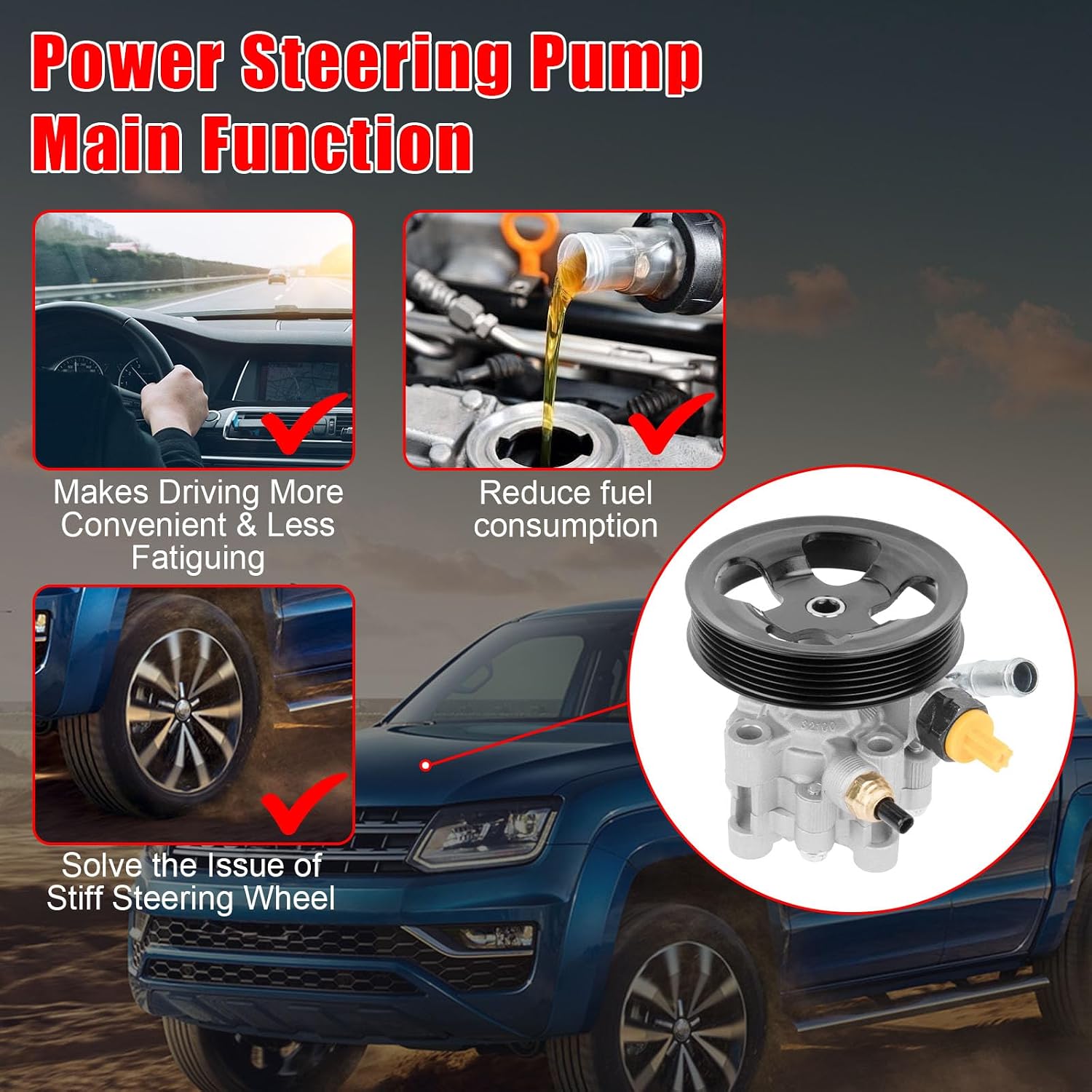 21-5345 Power Steering Pump Compatible with 2003-2008 For Pontiac Vibe,2003-2008 for Toyota Corolla,2003-2008 for Toyota Matrix 55-5628 Power Assist Pump