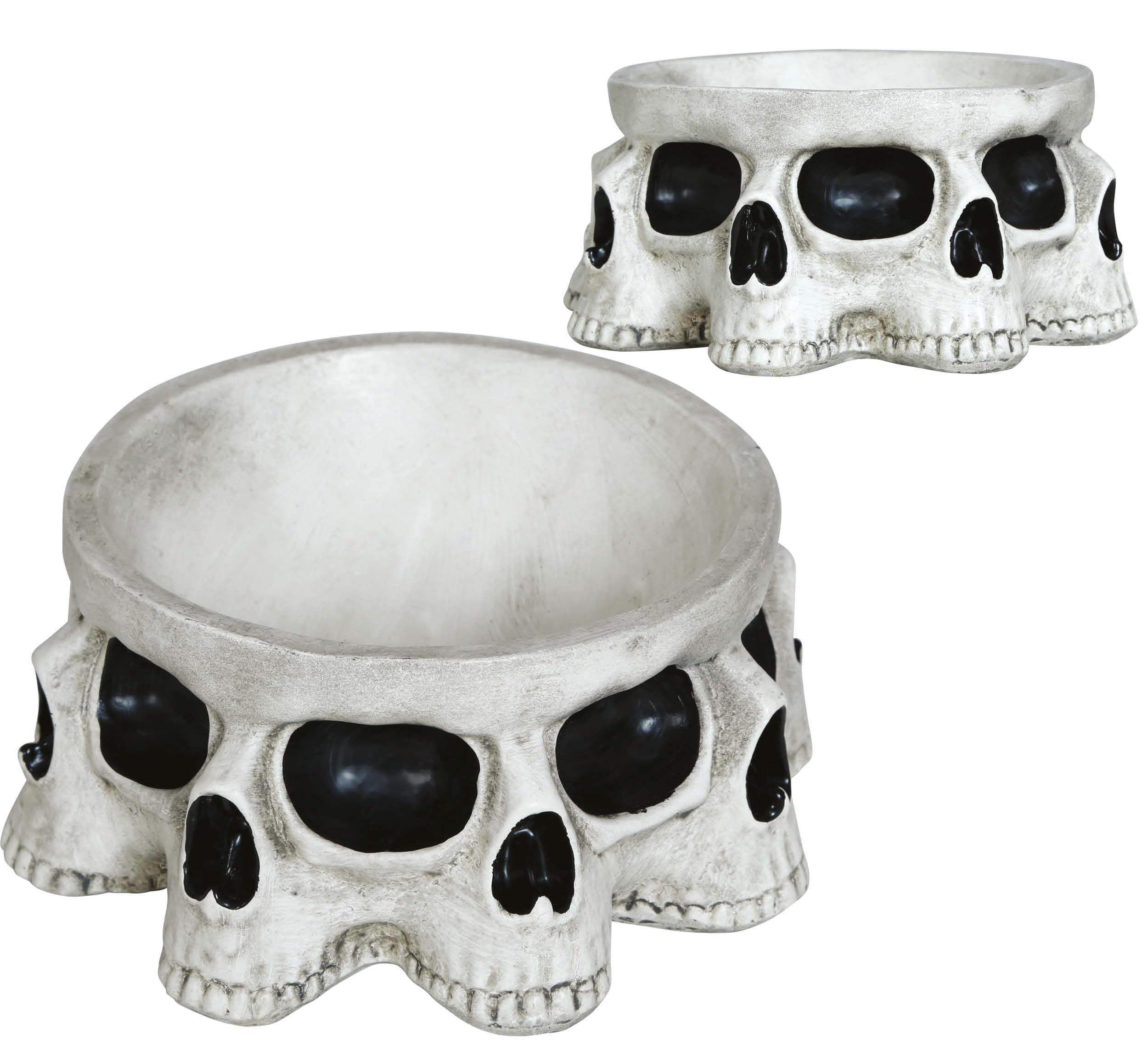 FIESTAS GUIRCA | Polyresin Skull Bowl (16x16 cm) - Halloween and Scary Party Decoration - Ideal for Skeleton Props and Terrifying Celebrations - White