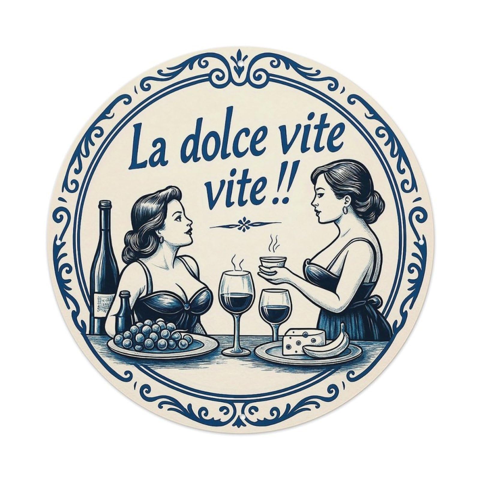The Sweet Vites Vites Vintage Women Round Metal Tin Sign Vintage Wall Decor, Bar Garage Cafe Kitchen Home Wall Art Poster 8x8inches