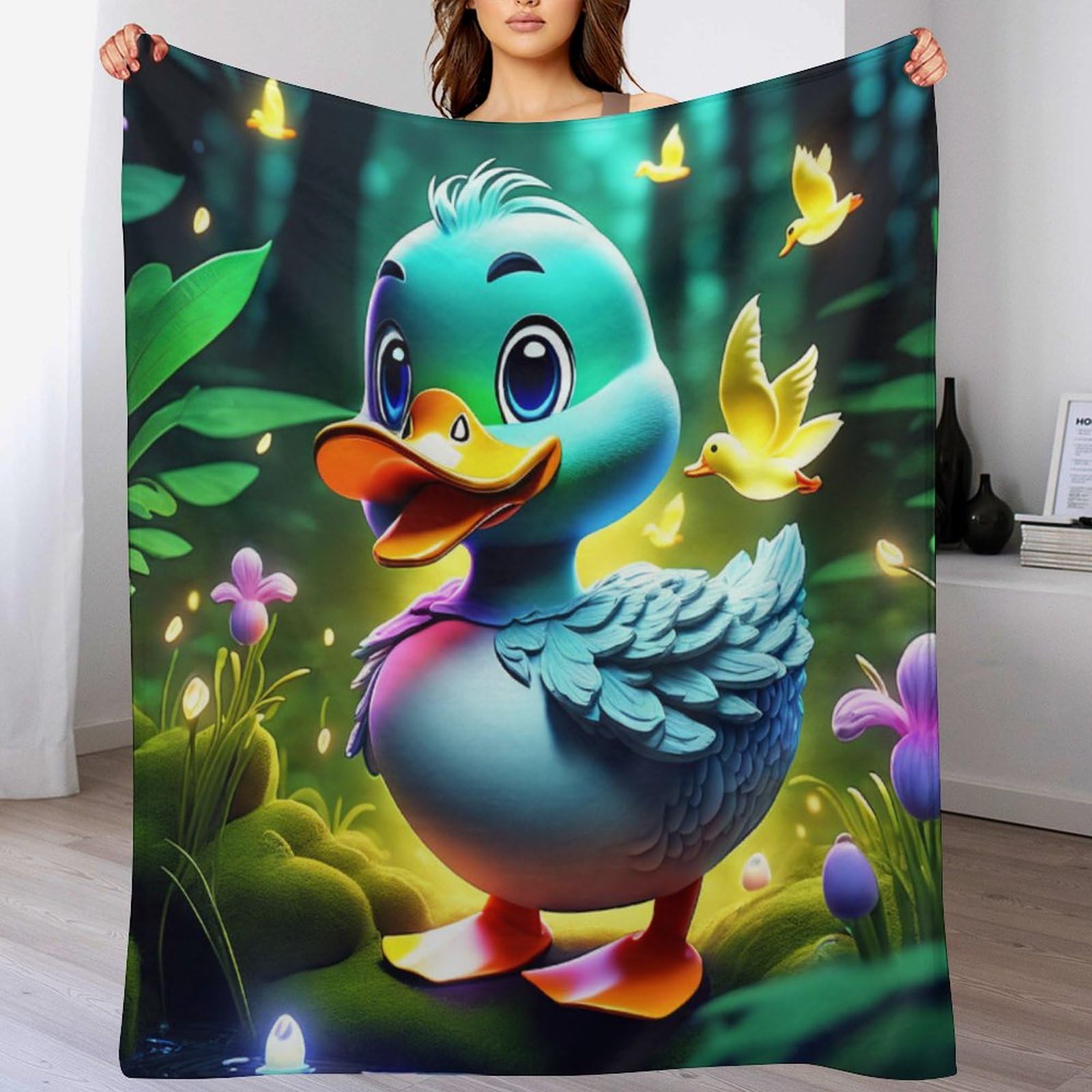 Couverture polaire canard en flanelle douce 100x130cm pour lit et canapé