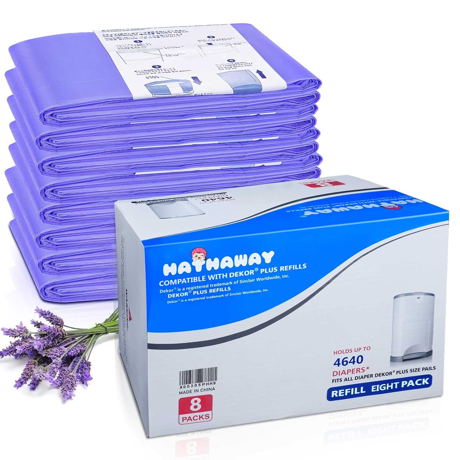 Refills Compatible with Dekor Plus Diaper Pail Refills 8