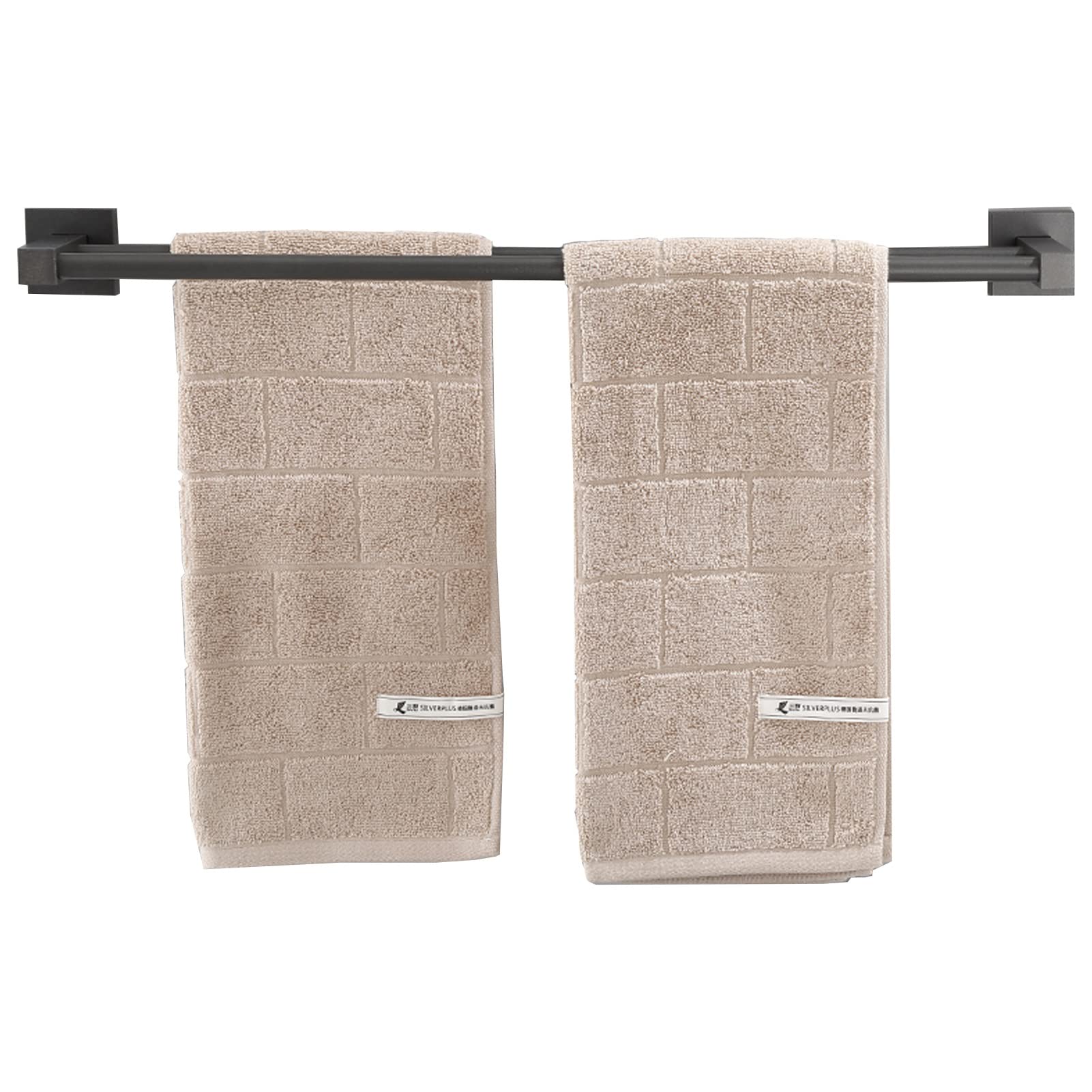 LMYSXAOZ Square Towel Bar Rail Aluminum，Wall Mounted Double Rod for Bathroom Kitchen,40cm-80cm Multi-size,Screws Mounting (Size : 70cm)