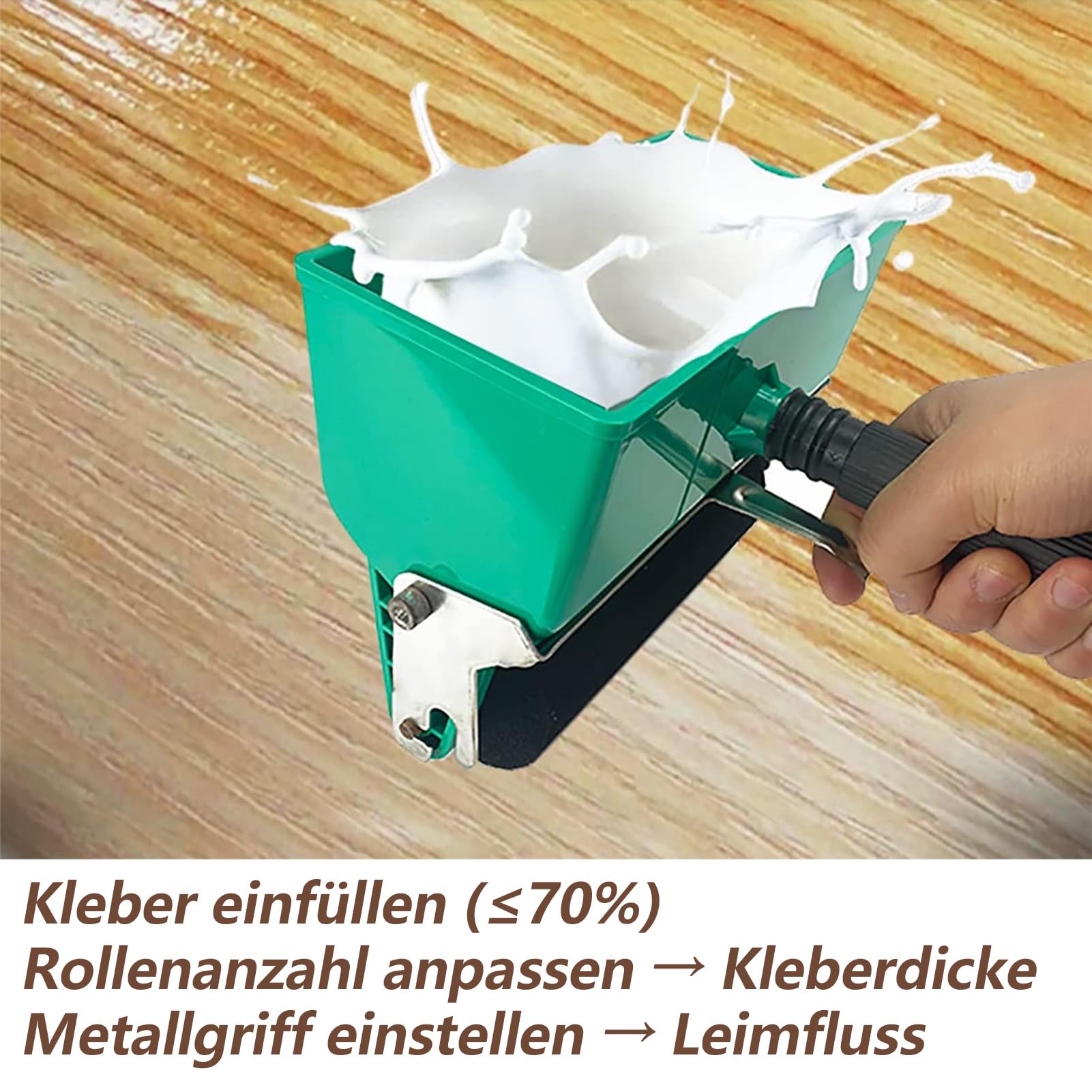 6 Zoll Leimwalze Holzleim, Tragbarer Hand Kleberwalze, Einstellbarer Klebstoffapplikator Leimroller Holzleim mit Rutschfestem Griff für PVC-Kleber, Latex (320mL)