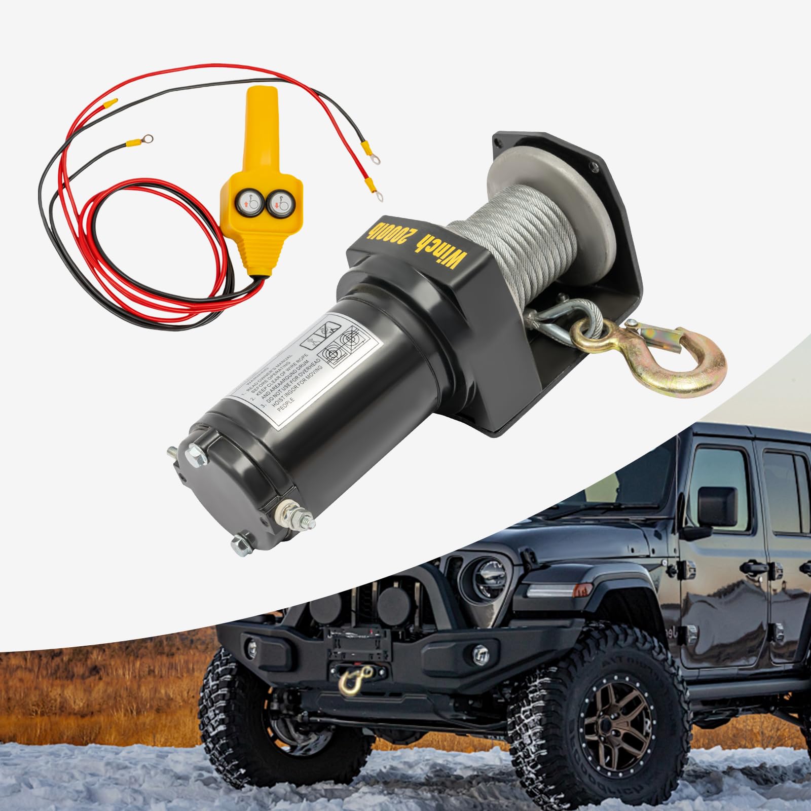 Verricello elettrico, 900 kg/200 kg, con controller per fuoristrada, ATV, dispositivo di sollevamento/trazione, 6 m di lunghezza