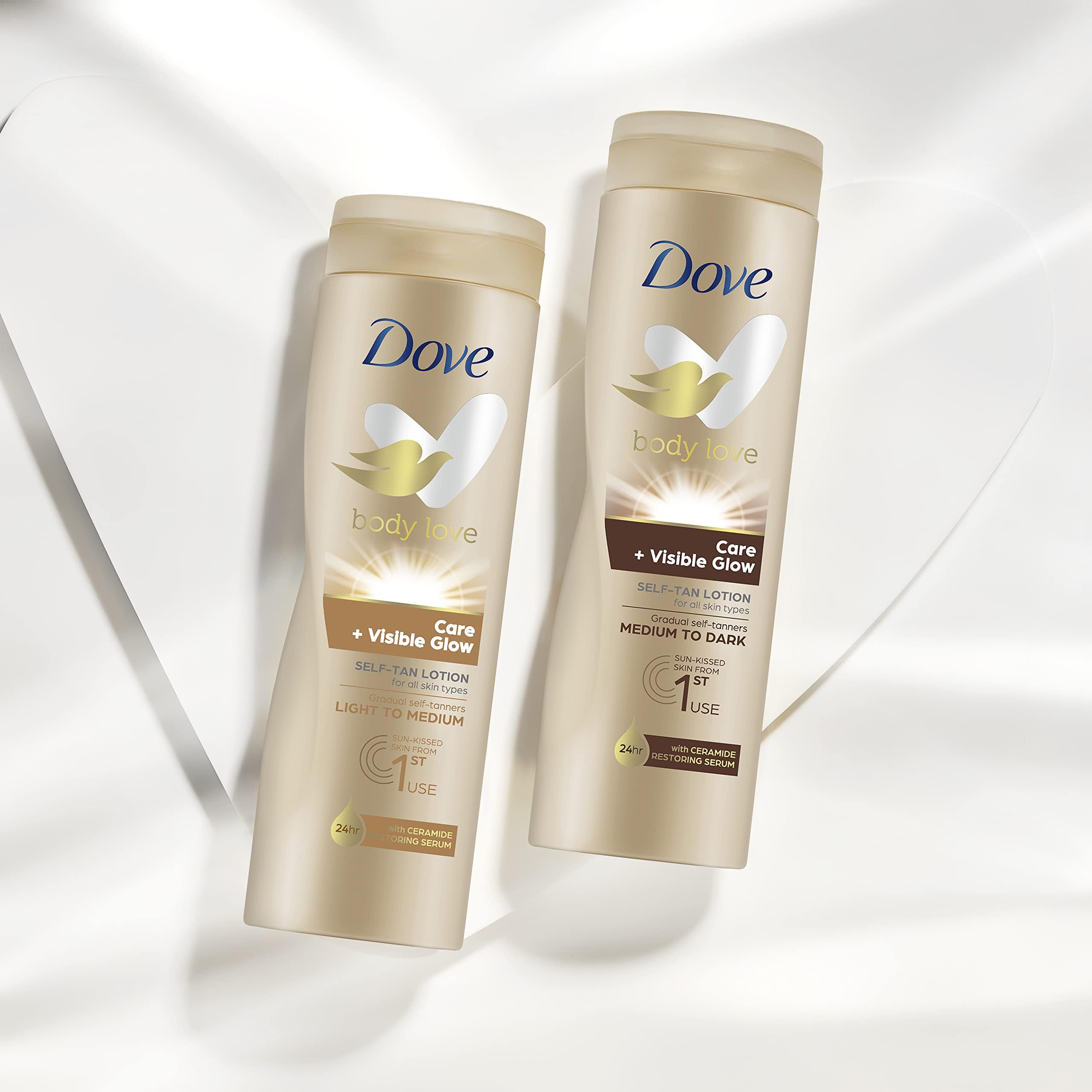 6er Pack - Dove Body Love Bodylotion - Self-Tan Lotion - Care+Visible Glow - 400ml