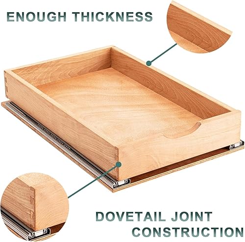 Vista 26 de Cajón extraíble totalmente montado, organizador de gabinete extraíble de madera, cajones extraíbles deslizantes de cierre suave para armarios