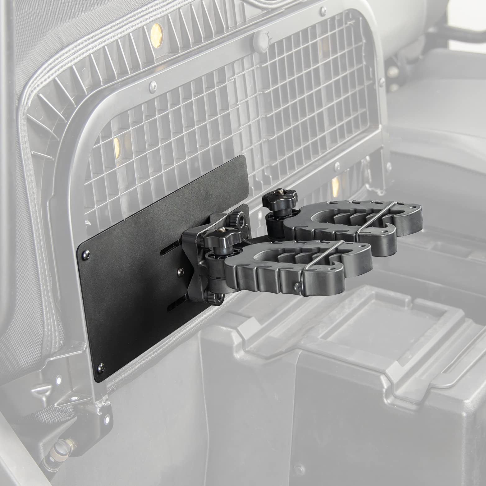 KEMIMOTO UTV Gun Holder Rack, Hidden Under Seat Gun Mount, Bow Rack, Tool Grips, Compatible with Polaris Ranger RZR Pioneer Kawasaki Golf Cart