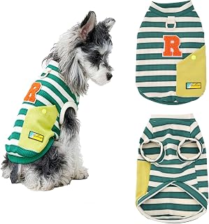 だっこまる (Dakkomaru) 犬用Tシャツ ロンパース犬服 犬用ベスト 春夏秋 ストライプ柄 后ろリードフック付き 牽引対応 小型犬・中型犬 1枚入りグリーン