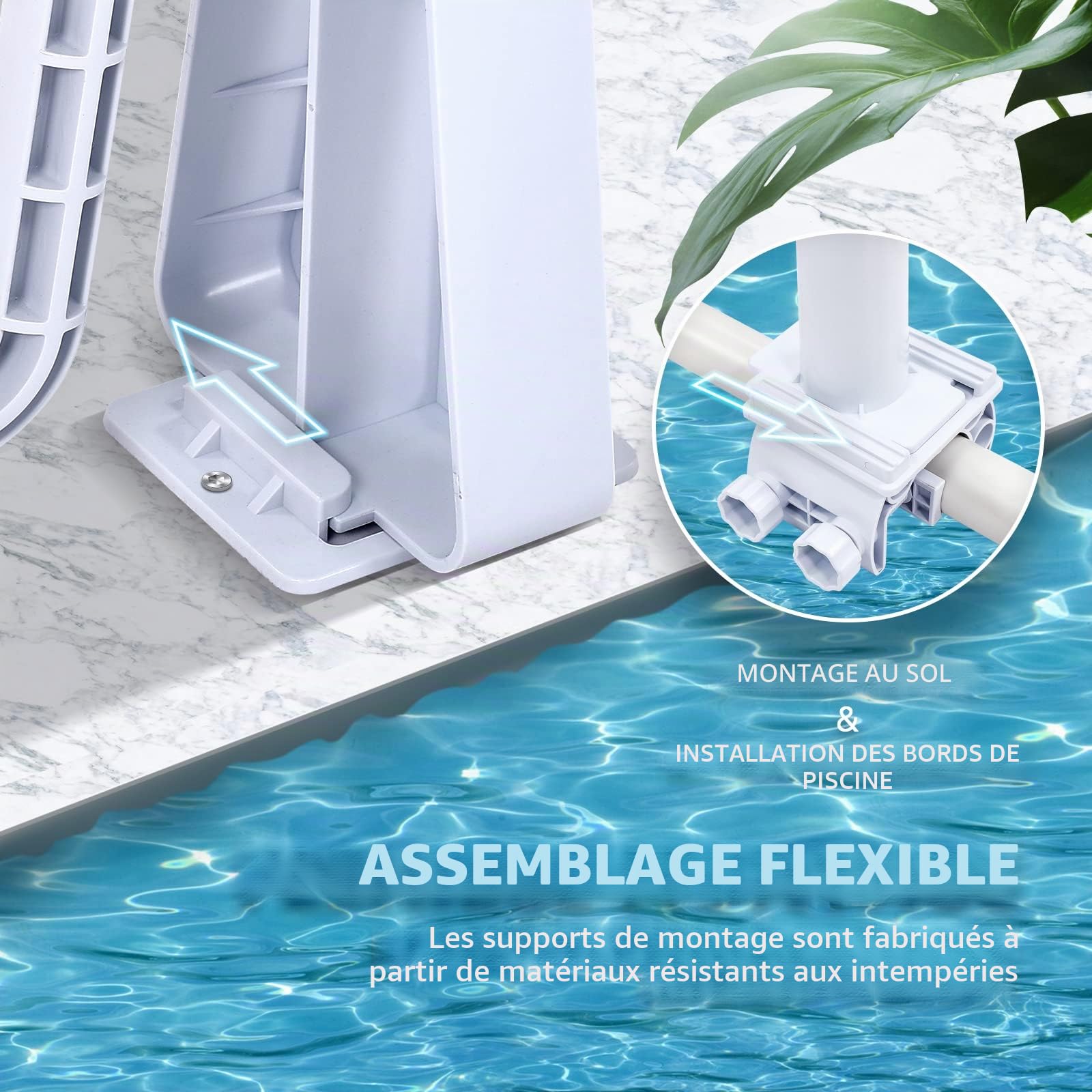 UISEBRT Enrouleur de piscine Systèmes d'enroulement 1,05m - 6,15m pour les bâches de piscine, dispositif d'enroulement pour les enrouleurs de bâches de piscine avec bandes de fixation, système
