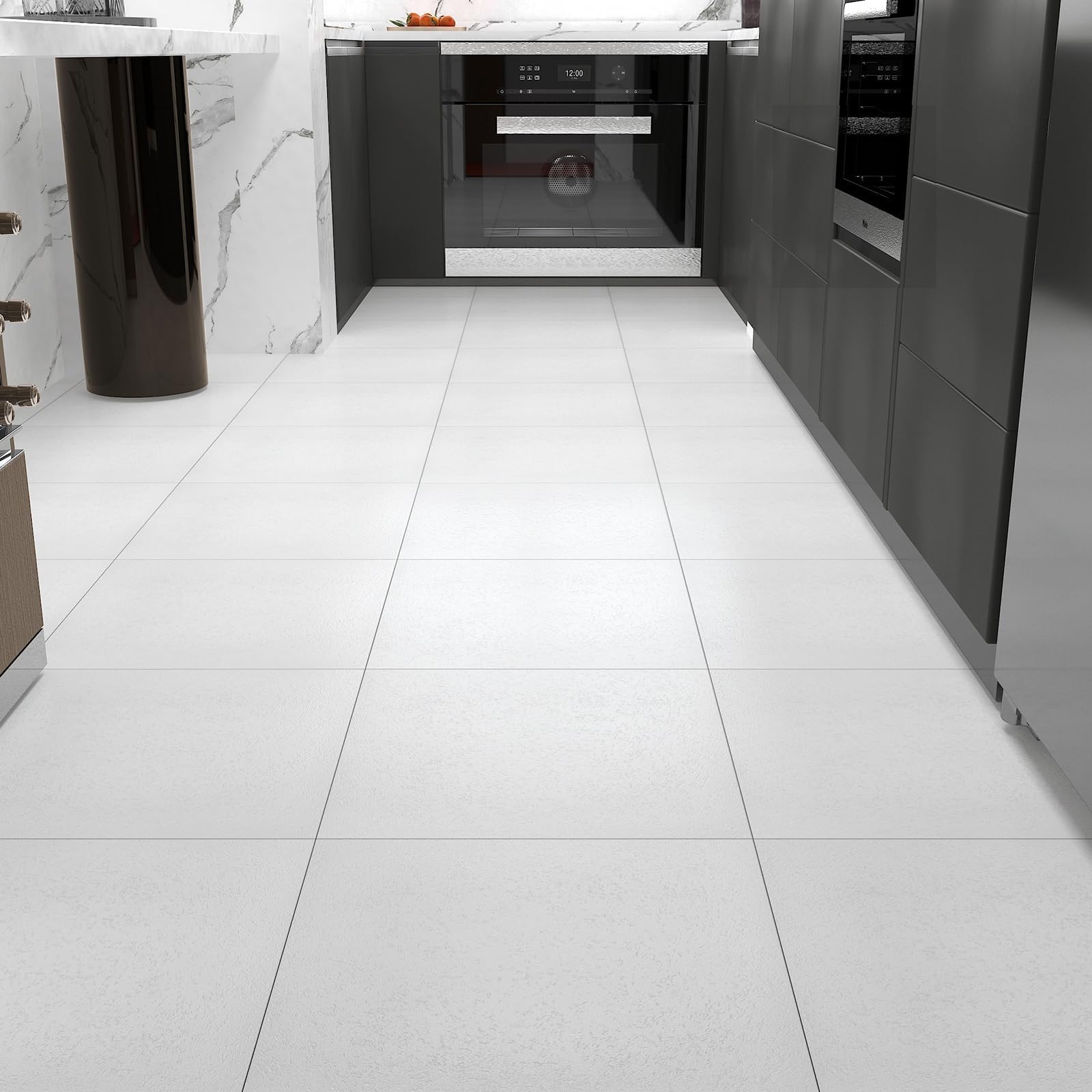 Decotalk Suelo Vinilo Autoadhesivo Blanco 30X30cm 30Piezas Vinilo Adhesivo Azulejos Cocina Suelos Blanco Efecto Mármol Suelo Vinilico Autoadhesivo Lavable Suelos Laminado Para Baño Cocina