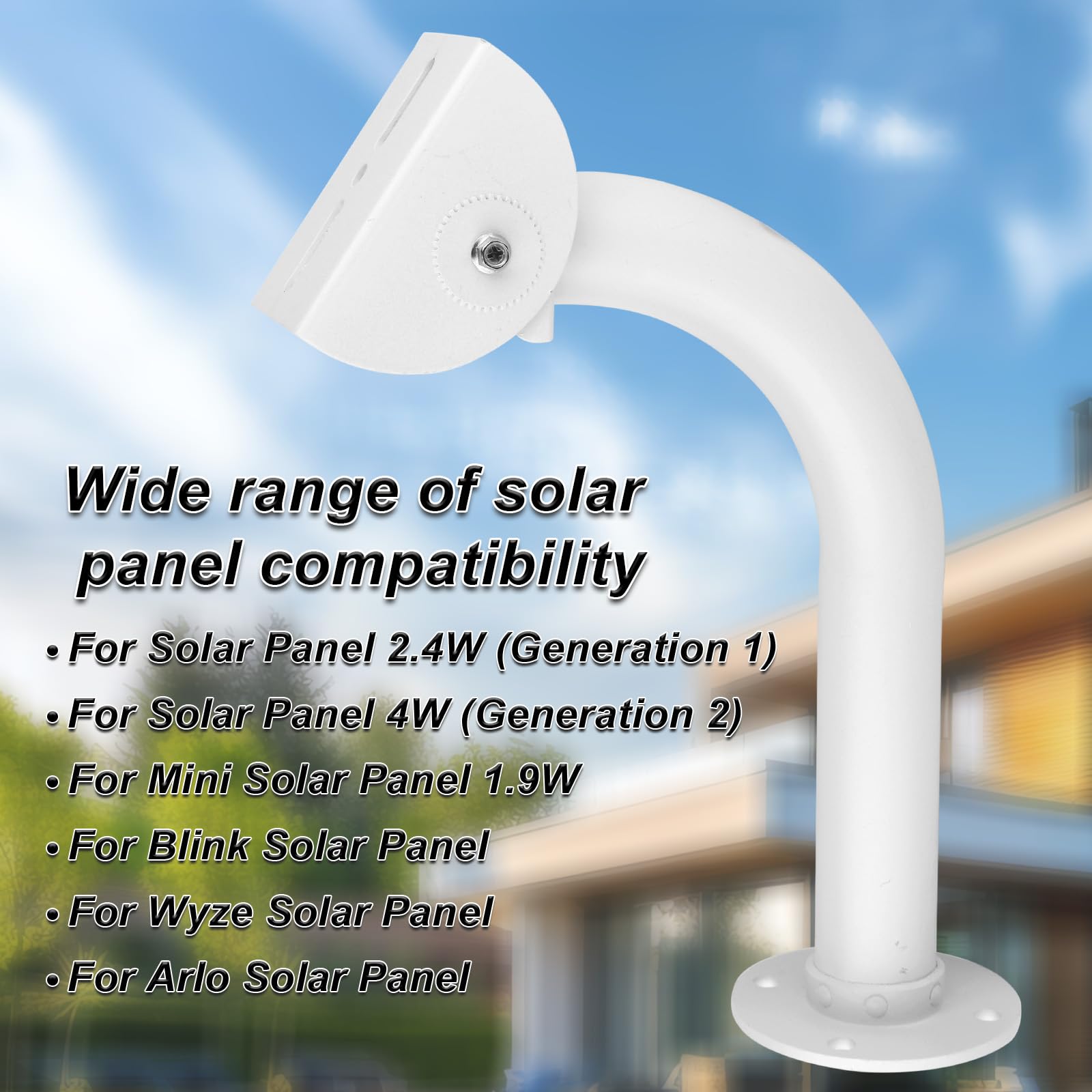 Support Mural Panneau Solaire, 30cm Bras Universel Forme L avec Tête Inclinable Multi-Angle Réglable pour Exposition Maximale Soleil pour Eufy Arlo Wyze Reolink Panneaux Solaires Ring