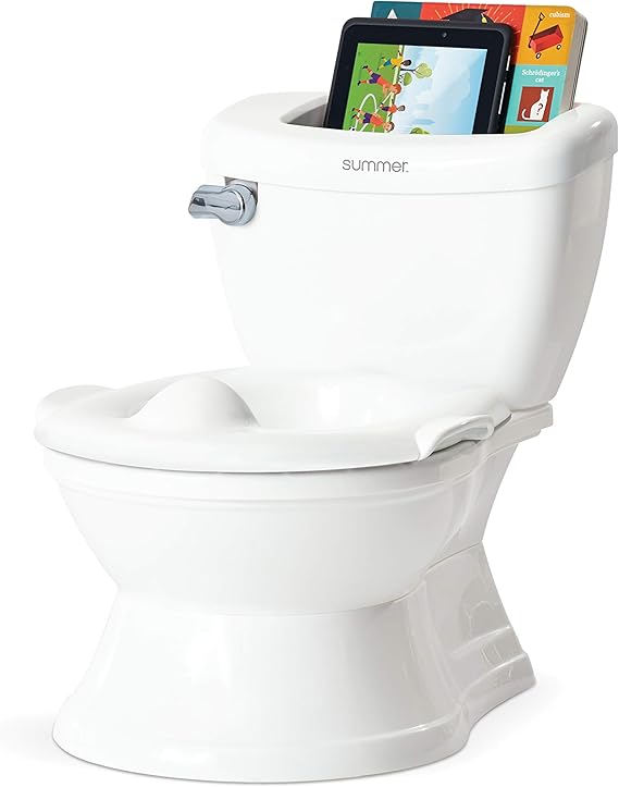Summer Infant Potty Training & Step Stools,Potties Summer My Size Potty with Transition Ring & Storage, White – Realistic Potty Training Toilet – Features Interactive Toilet Handle, Removable Potty Topper and Pot, Wipe Compartment, and Splash Guard