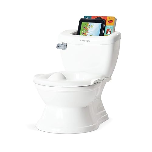 Summer My Size Potty with Transition Ring Storage White Realistic Potty Training Toilet Features Interactive Toilet Handle Removable Potty Topper