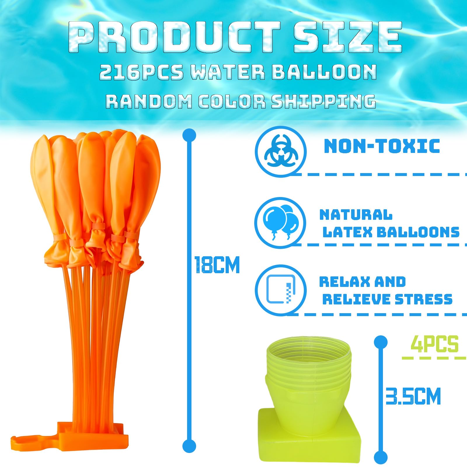 YAAVAAW 216Pcs Water Balloons for Kids Easy Fill,Water Balloon Self Sealing Colorful Splash Water Bombs Balls Fight Water Toys for Kid Adults Outdoor Family Gatherings Garden Pool Beach Party - Image 2