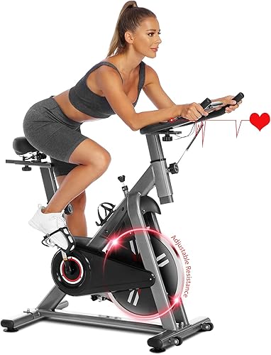 Fynllur Bicicleta estática bicicleta de ciclismo de interior bicicleta de fitness estacionaria resistencia ajustable pulso de volante de 26 libras