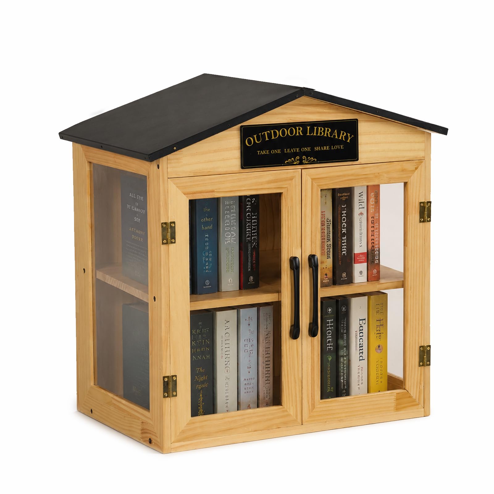 Biblioteca de pino macizo impermeable con ventanas para exterior