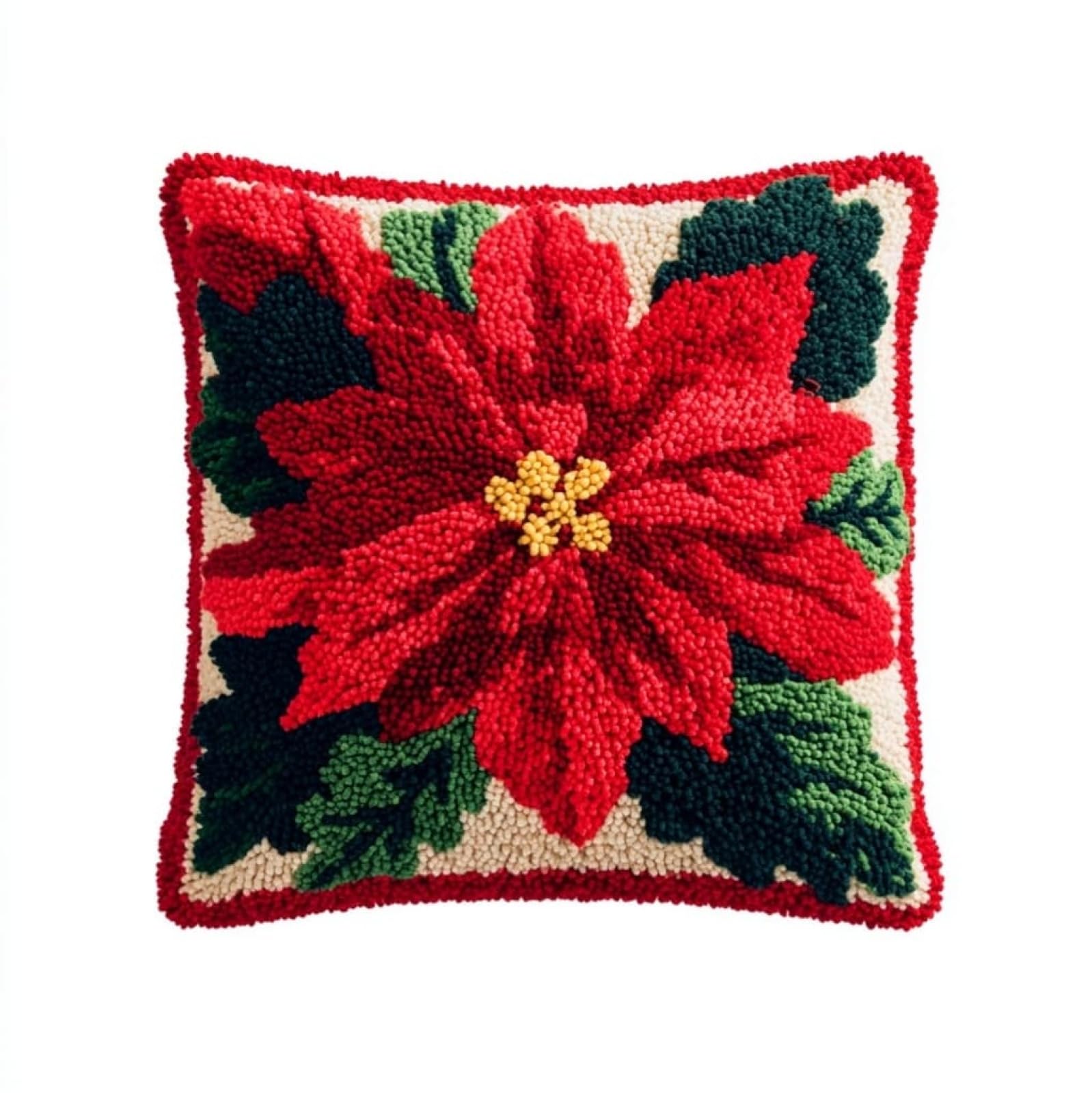 AxiangziK Latch Hook Cushion Kits for Adults,Christmas Poinsettia Flowers