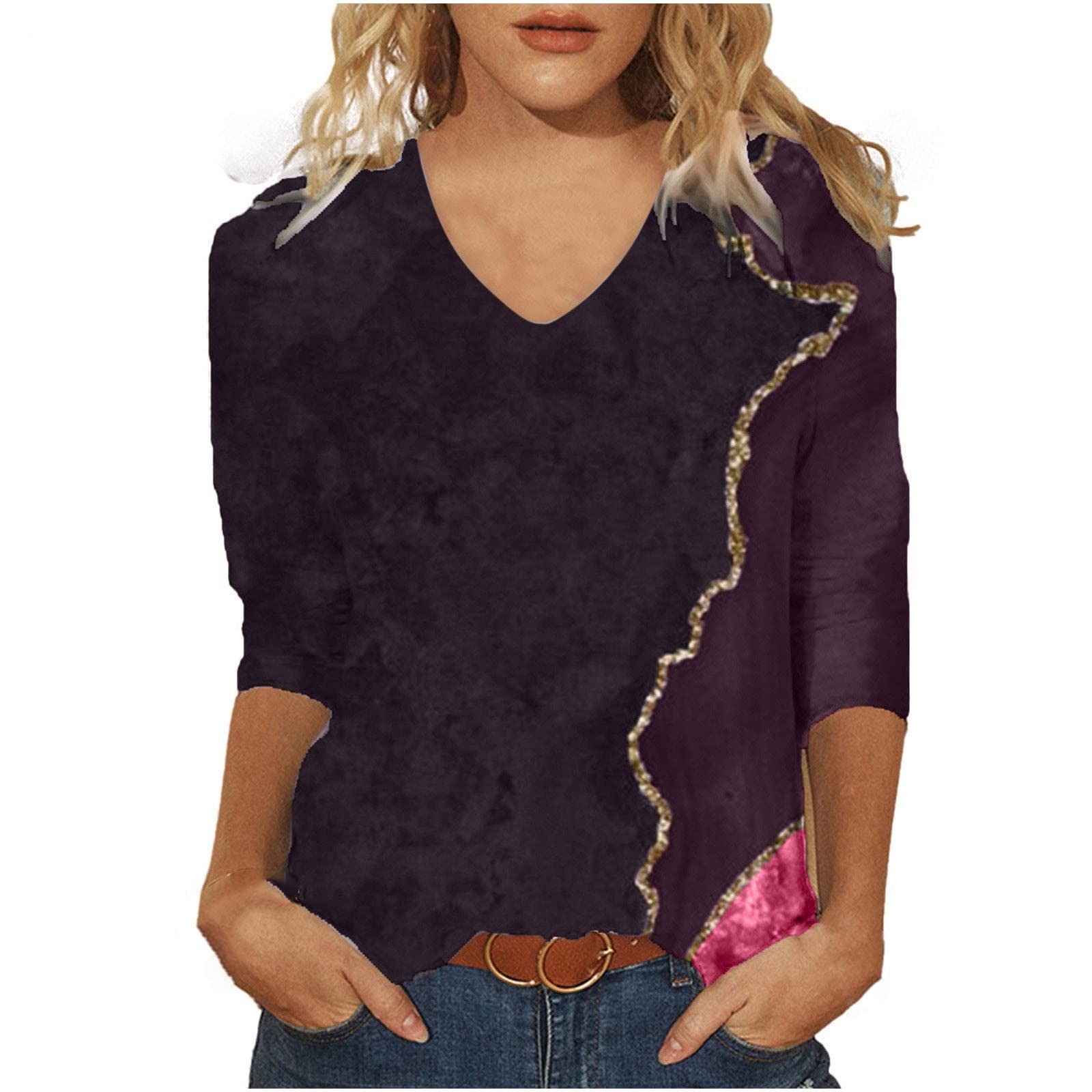 Fitoron 3/4 Sleeve Graphic Print Women's T-Shirts