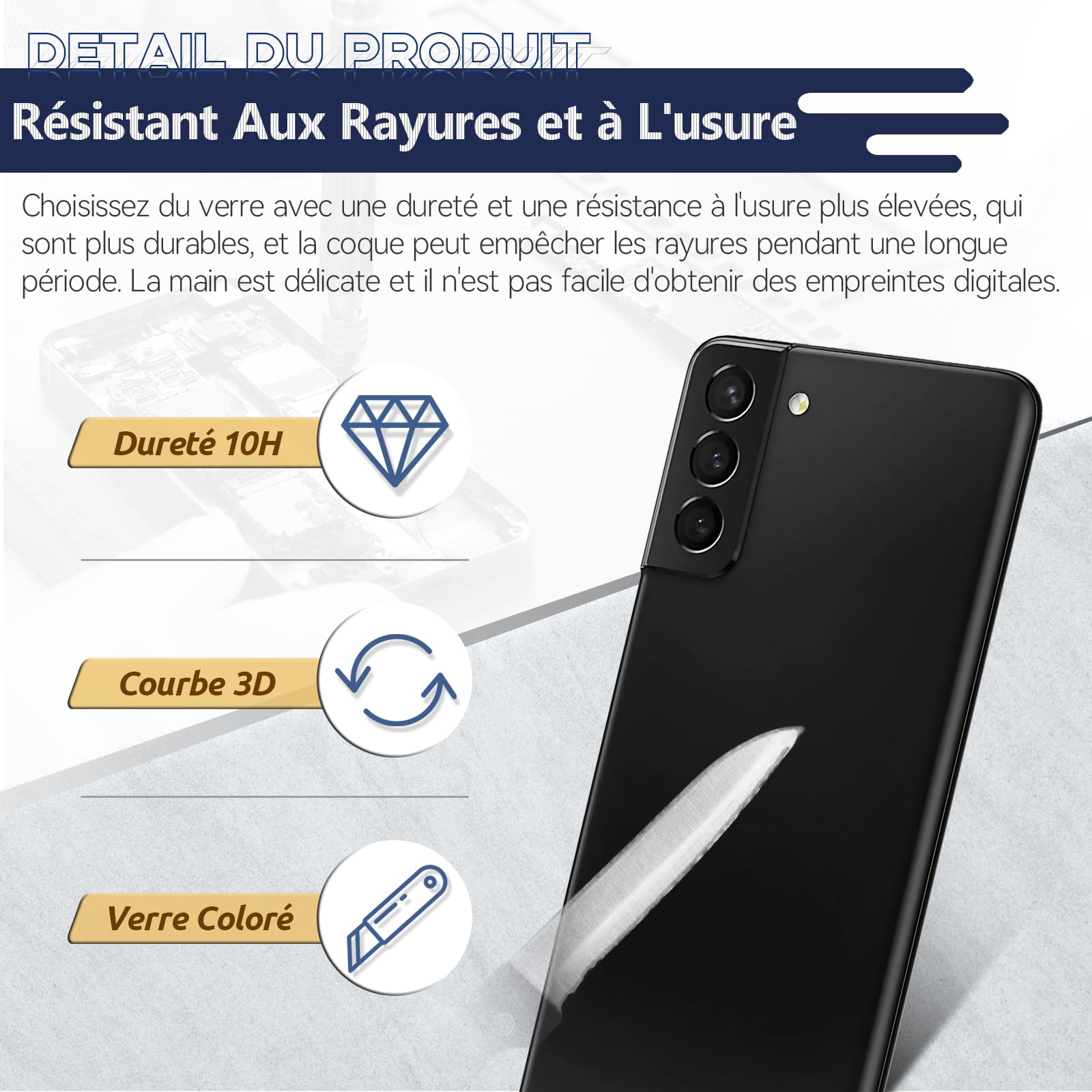 RongZy Coque Arrière pour Samsung Galaxy S21 Plus 5G Batterie Couvercle Rechange pour Galaxy S21 Plus 5G SM-G996B Cache Batterie pour Téléphone de Remplacement(Noir)