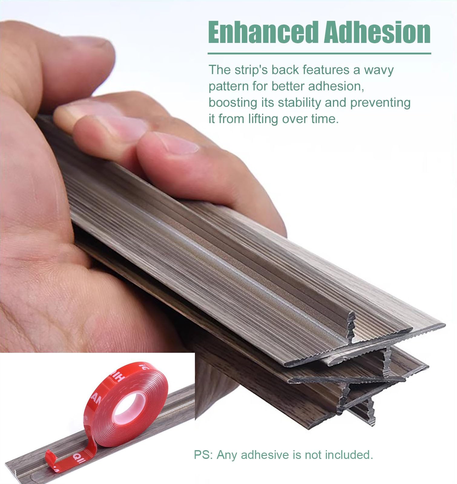 Vibeo Barre de Seuil Moulure de Transition pour Plancher Imitation Bois, Lot de 3 Bordures de Transition Métalliques, Seuil Intérieur Jointure des Joints de Plancher(Style E)