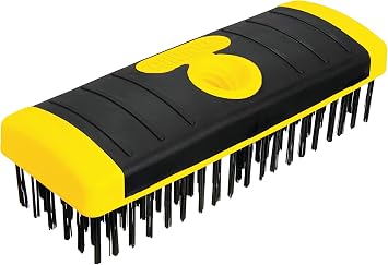 ALLWAY SB619 Carbon Steel Wire Scrub Brush Block | Soft-Grip, Threaded Pole Socket, Chemical and Solvent Resistant Bristles