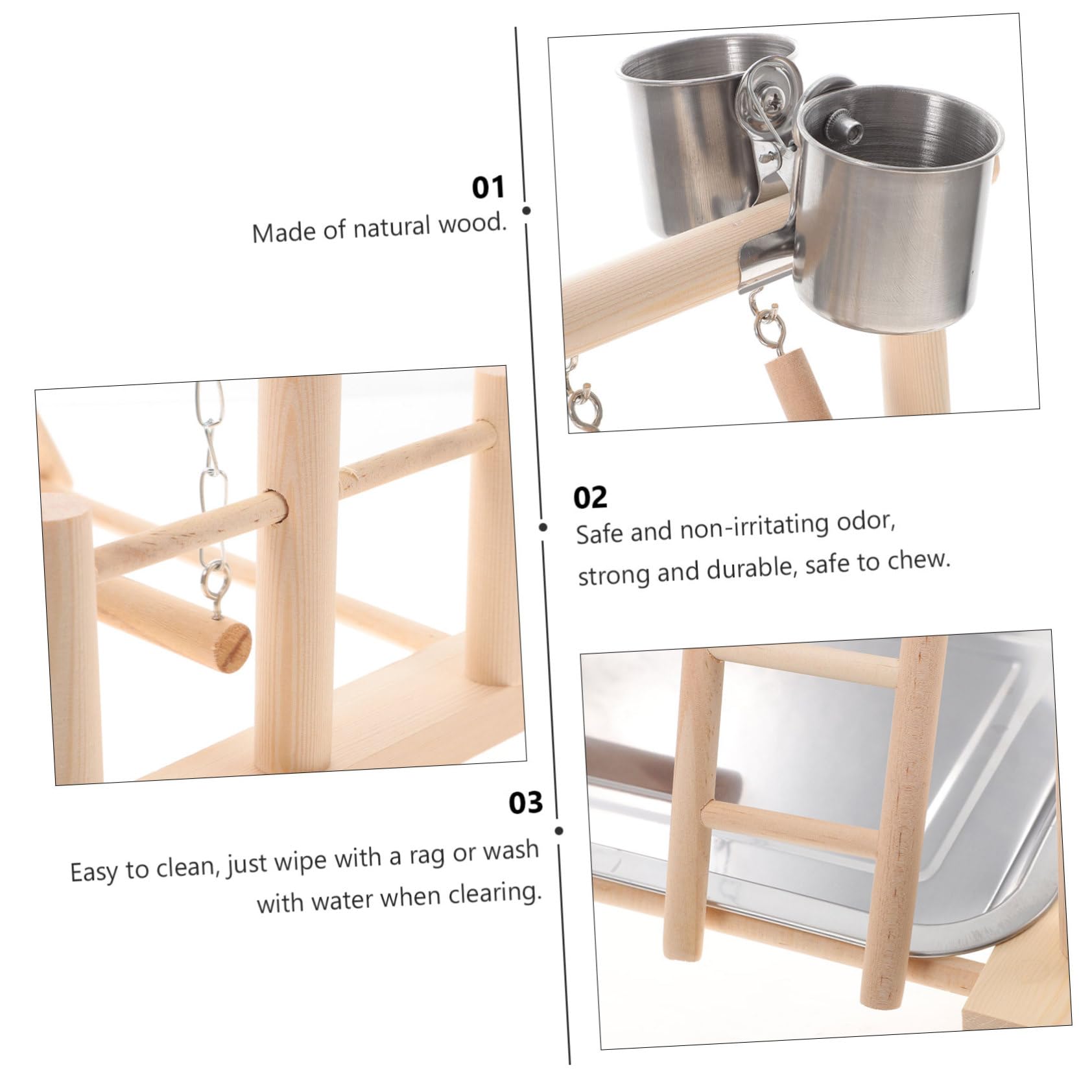 TOYANDONA Supporto Gioco per Pappagalli in Legno, Addestramento | Beige, per Uccelli Domestici, da Tavolo, Sicuro da Mordere, Struttura Singola