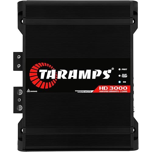 Taramps HD 3000 2 Ohms Black 1 Channel 3000 Watts RMS MAX Full Range Car Audio Monoblock LED Monitor Indicator Class D Amplifier Crossover, HD 3k