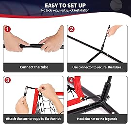 BAGAIL 7x7 ft Baseball & Softball Practice Net with Bow Frame for Batting, Hitting, Pitching, Portable Backstop Training Equipment with 2 Strike Zone, Tee, Carry Bag, Great for All Levels