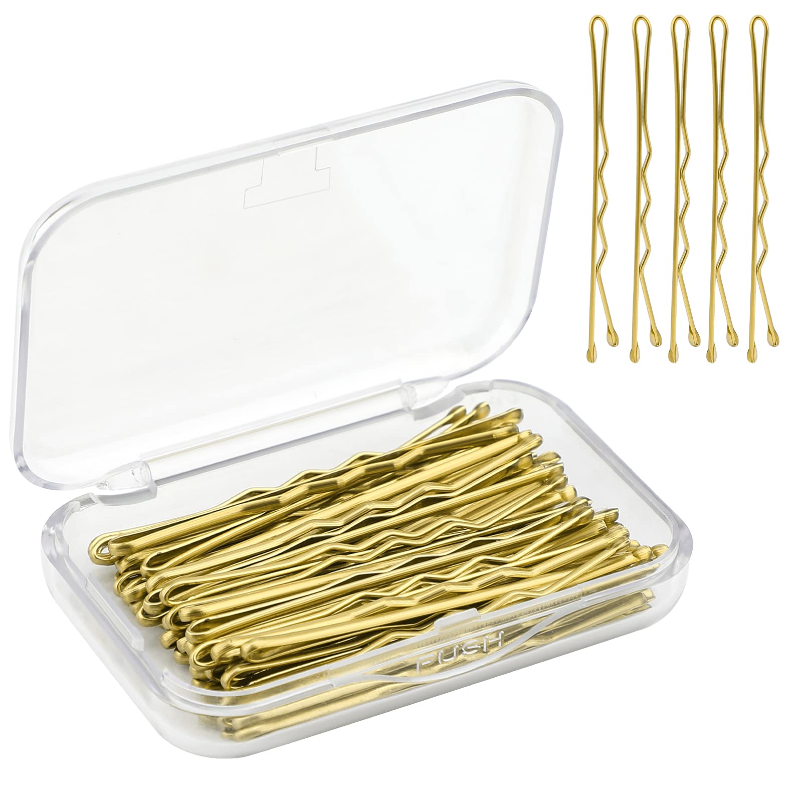 AIEX 50-teiliges Haarnadel-Set In Gold – Bobby Pins, Sicherer Halt, 5 Cm Lang, In Aufbewahrungsbox